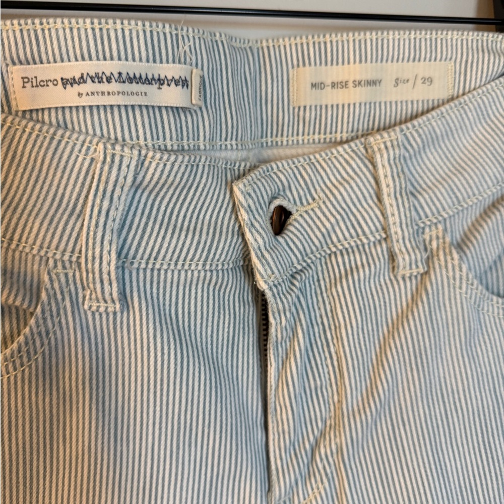 Pilcro Light Blue Striped Skinny Jeans